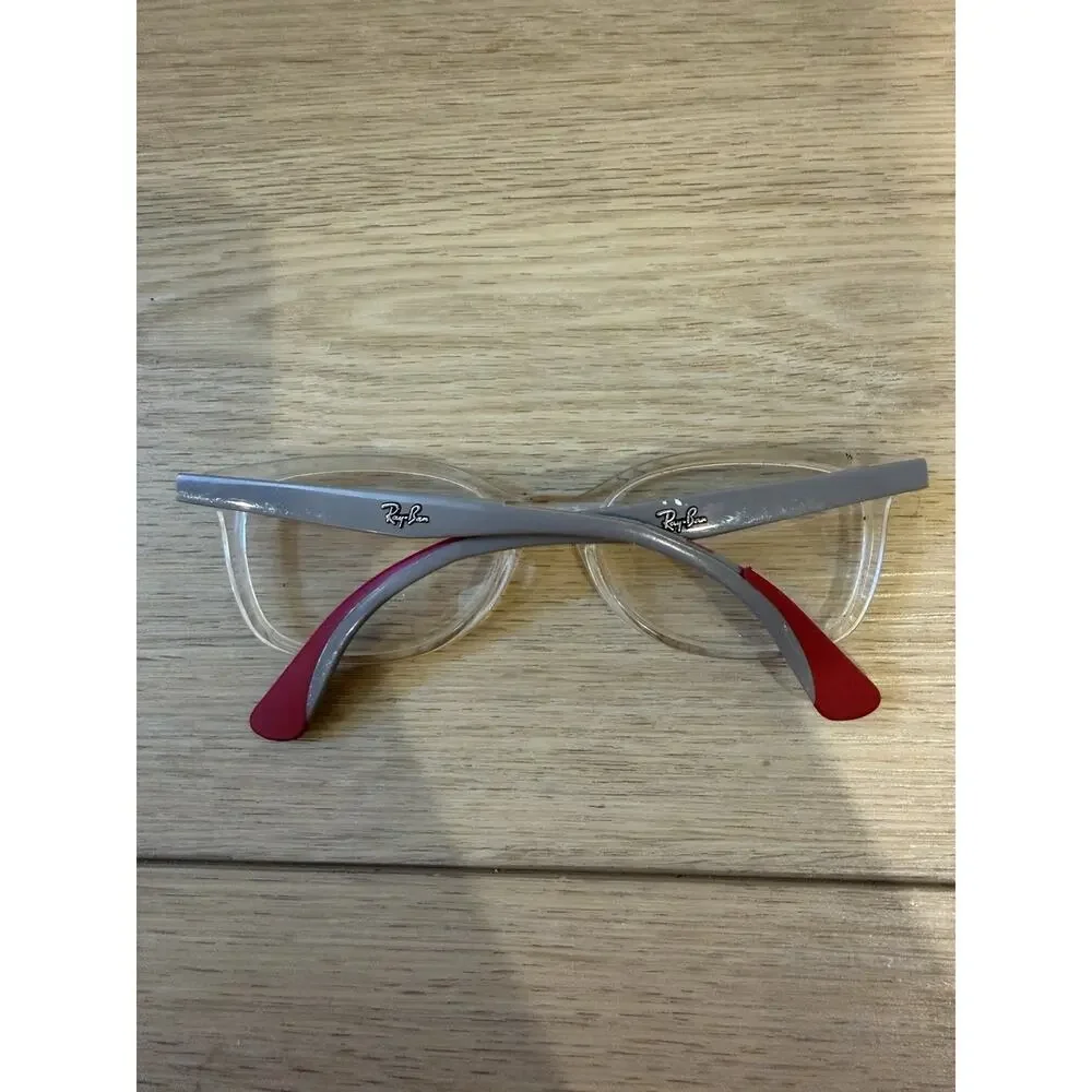 Ray Ban Jr RB1586 3832 Kids Girls Boys Clear Gray Red Oval Eyeglasses 49-16 130